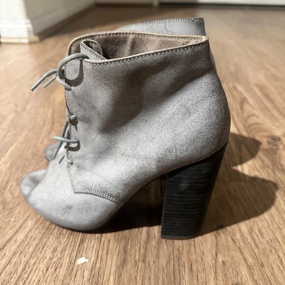 🍷ASOS grey open toe heeled ankle booties size 5 - Picture 4 of 8